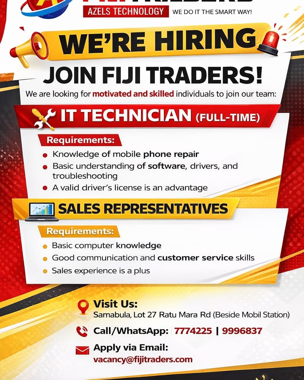 WE’RE HIRING! JOIN THE FIJI TRADERS TEAM